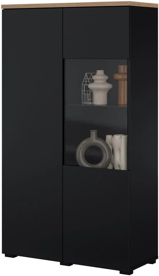 Vitrine OTTO HOME Modo 80 cm Grifflos Weiß/Eiche - Bild 4