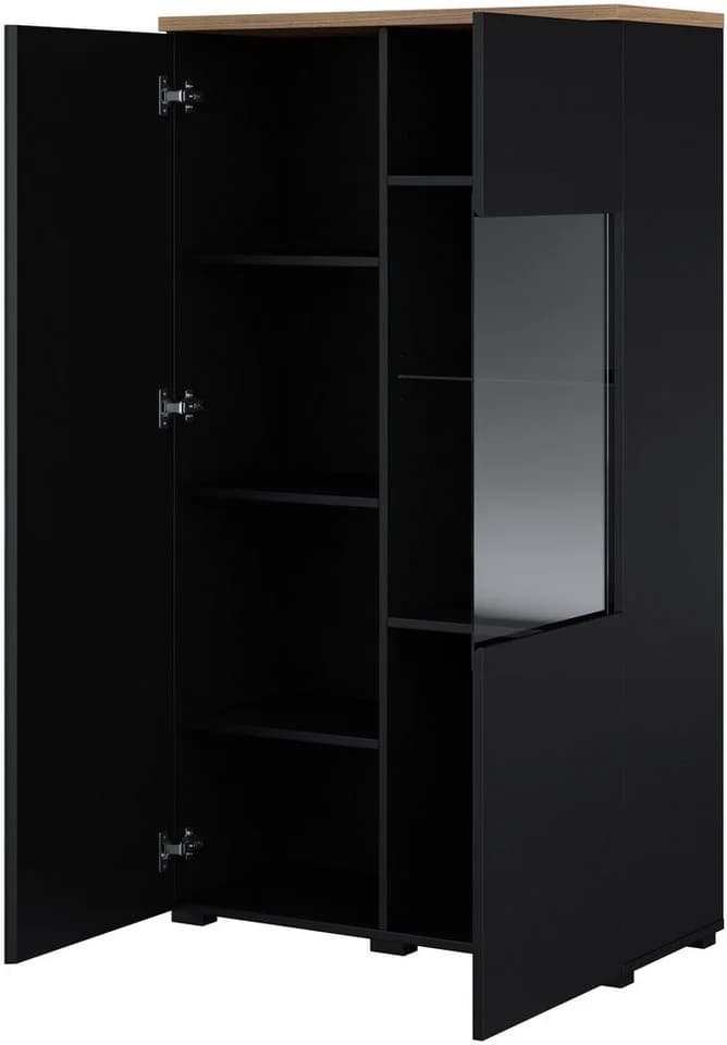 Vitrine OTTO HOME Modo 80 cm Grifflos Weiß/Eiche - Bild 5