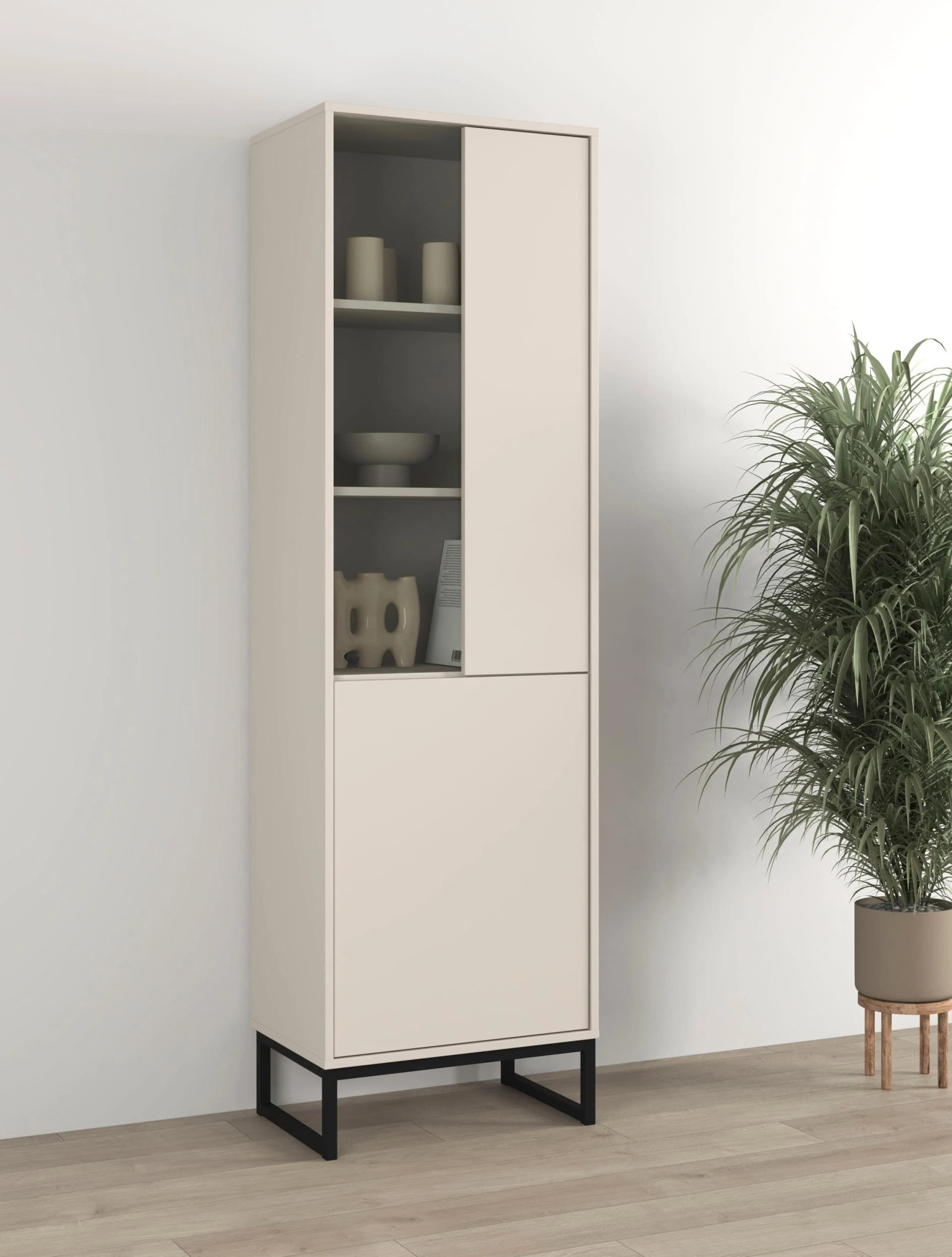 OTTO HOME Vitrine Loft Kaschmir mit Push-to-open und Glastür
