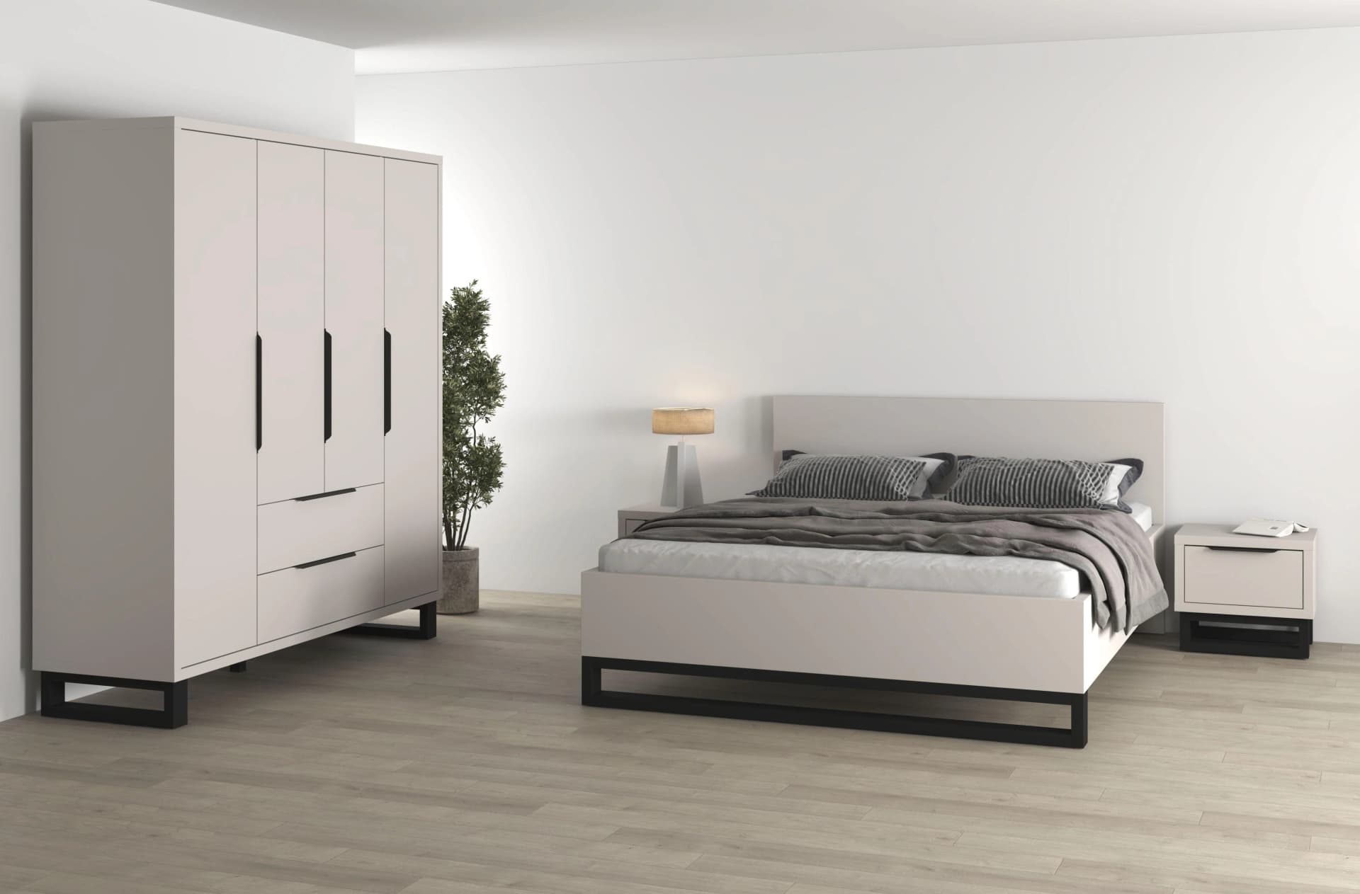 HOME AFFAIRE Bronne Komplettschlafzimmer Set Kaschmir Bett Schrank Nachttische