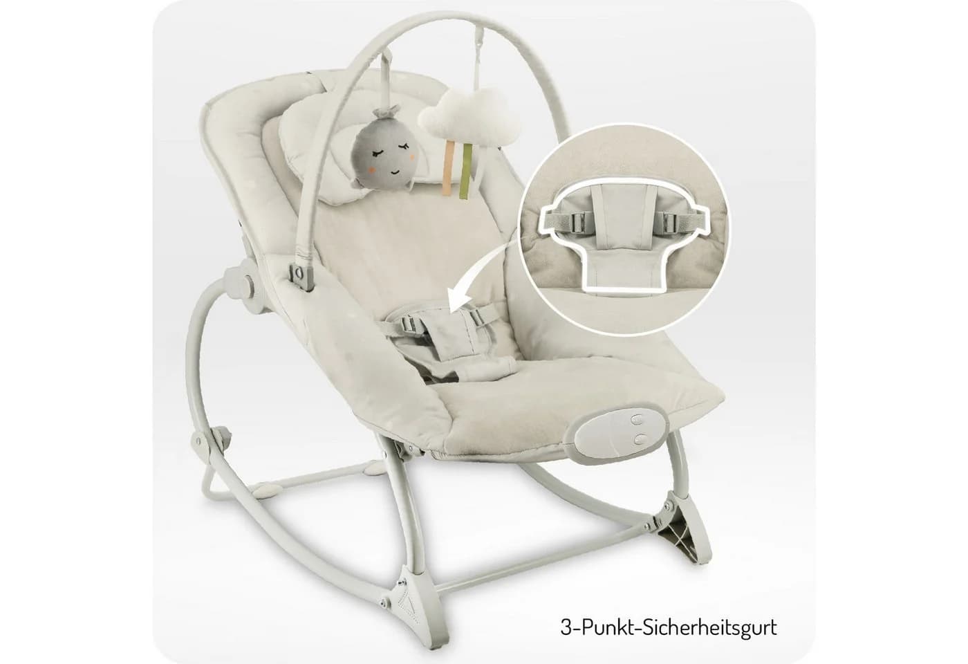 MoMi Babywippe Lapis Hellgrau mit Vibration & 8 Melodien - Bild 4