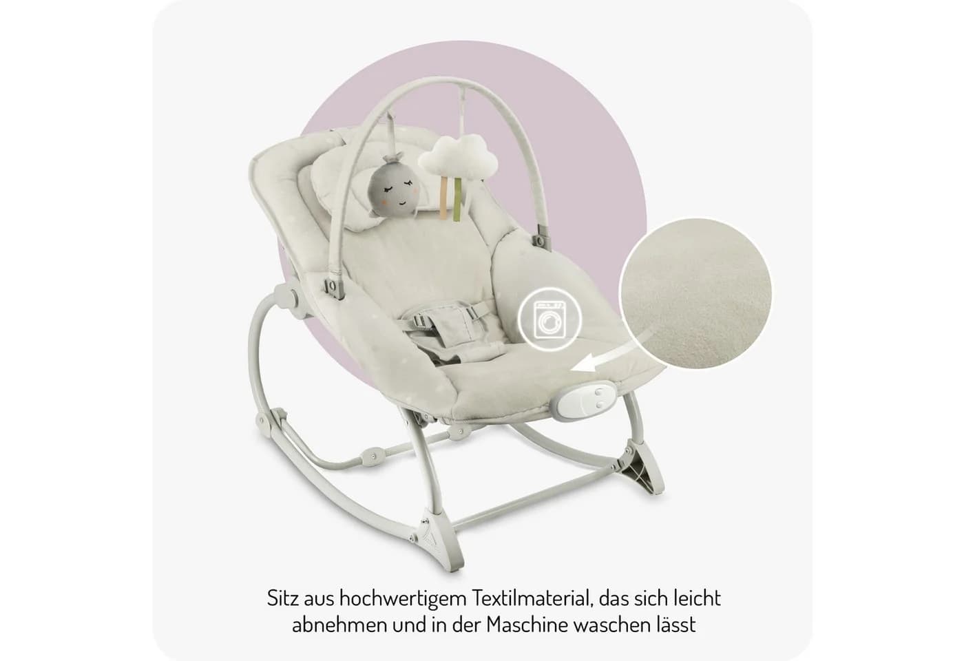 MoMi Babywippe Lapis Hellgrau mit Vibration & 8 Melodien - Bild 5