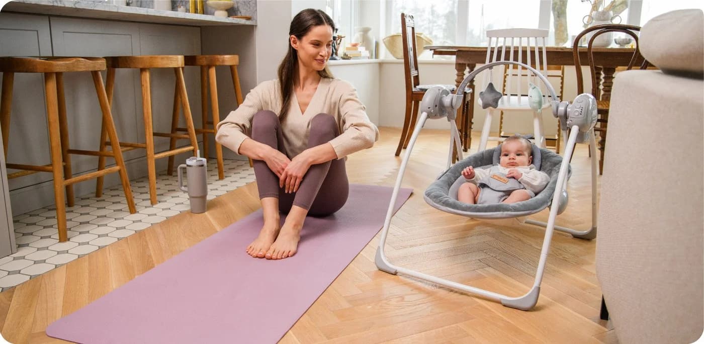 MoMi Babywippe Liss Grau Elektrisch mit Vibration & Musik