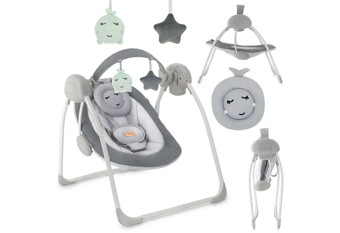 MoMi Babywippe Liss Grau Elektrisch mit Vibration & Musik - Bild 2