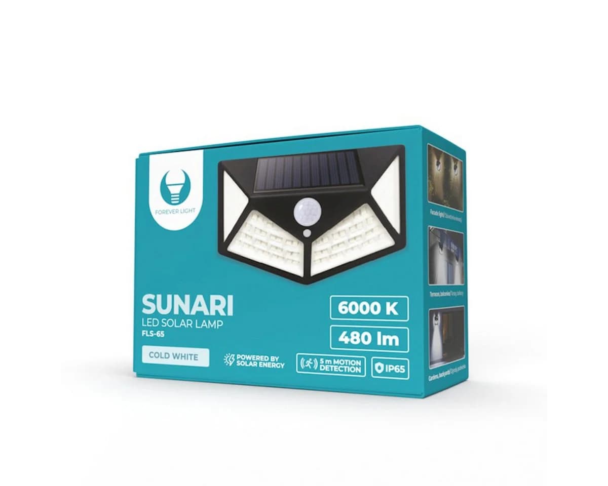 Forever Light LED Solarleuchte FLS-65 PIR Sensor 3 Lichtmodi Kaltweiß - Bild 3