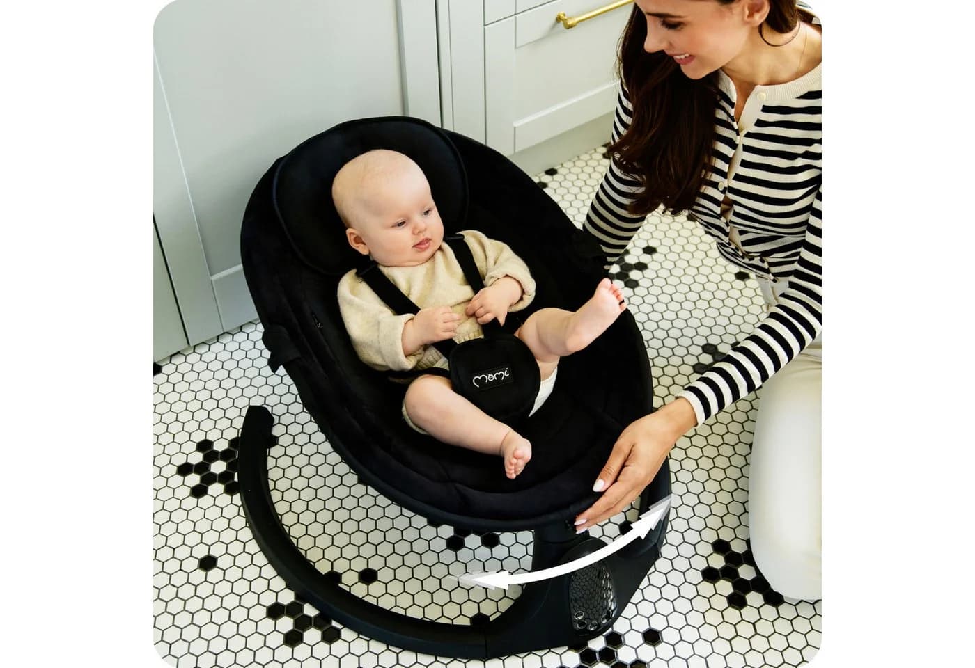 MoMi KENANI ONYX Elektrische Babywippe Schwarz mit Bluetooth