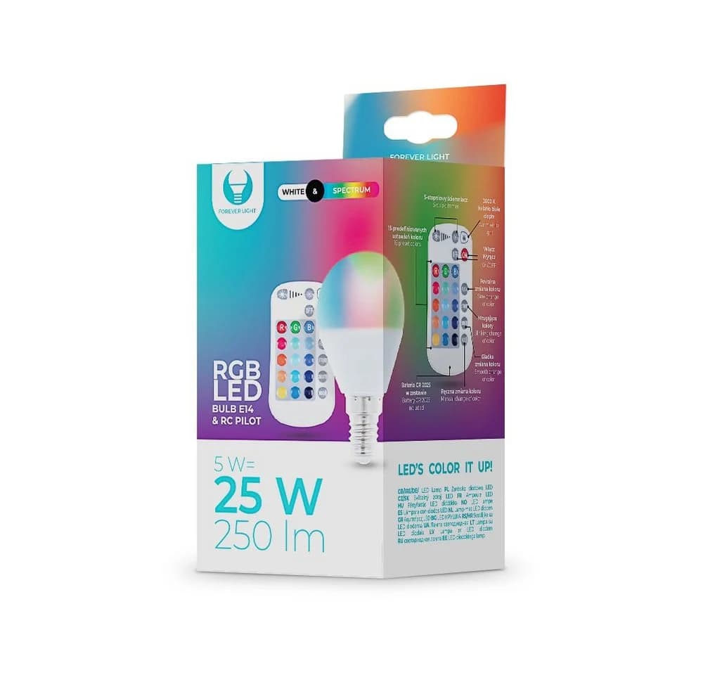 Forever Light LED-Leuchtmittel E14 RGB 5W mit Fernbedienung 250lm
