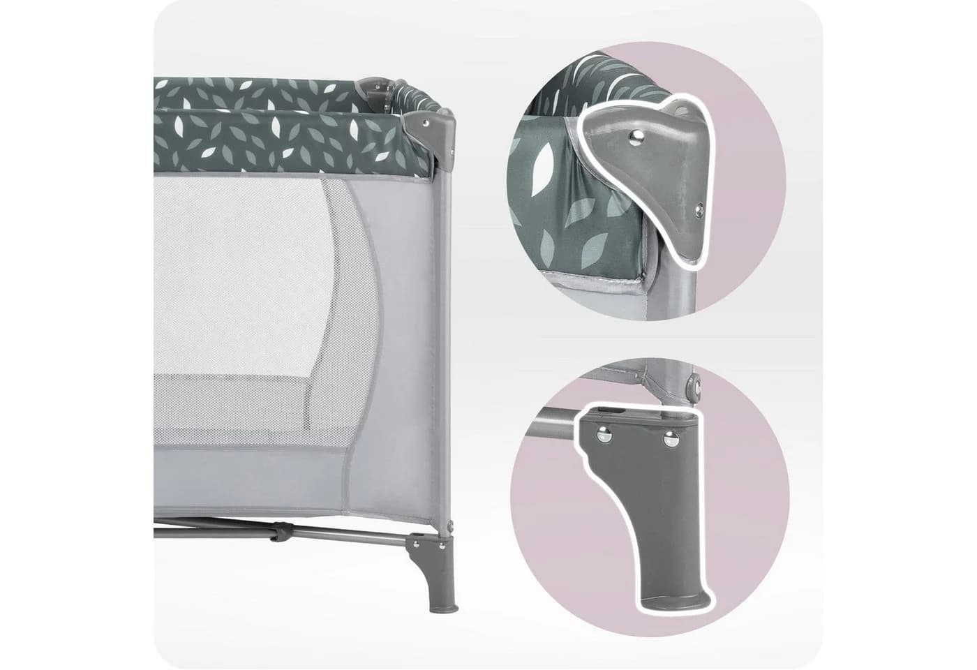 MoMi Baby-Reisebett Belove 3-in-1 Grau mit Matratze & Rollen - Bild 5