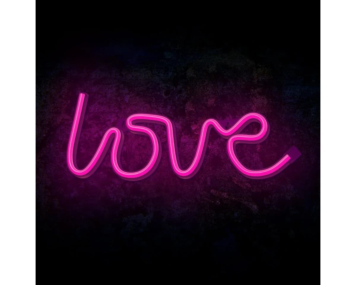 Forever Light LED Dekolicht LOVE pink – Neon LED-Leuchte mit USB-Betrieb