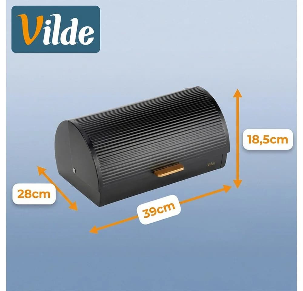 Vilde Brotkasten Schwarz mit Rollladen und Riffeloberfläche - Bild 5