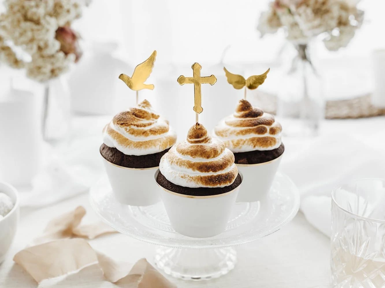 partydeco Cake Topper Erstkommunion 11cm gold 6er Set