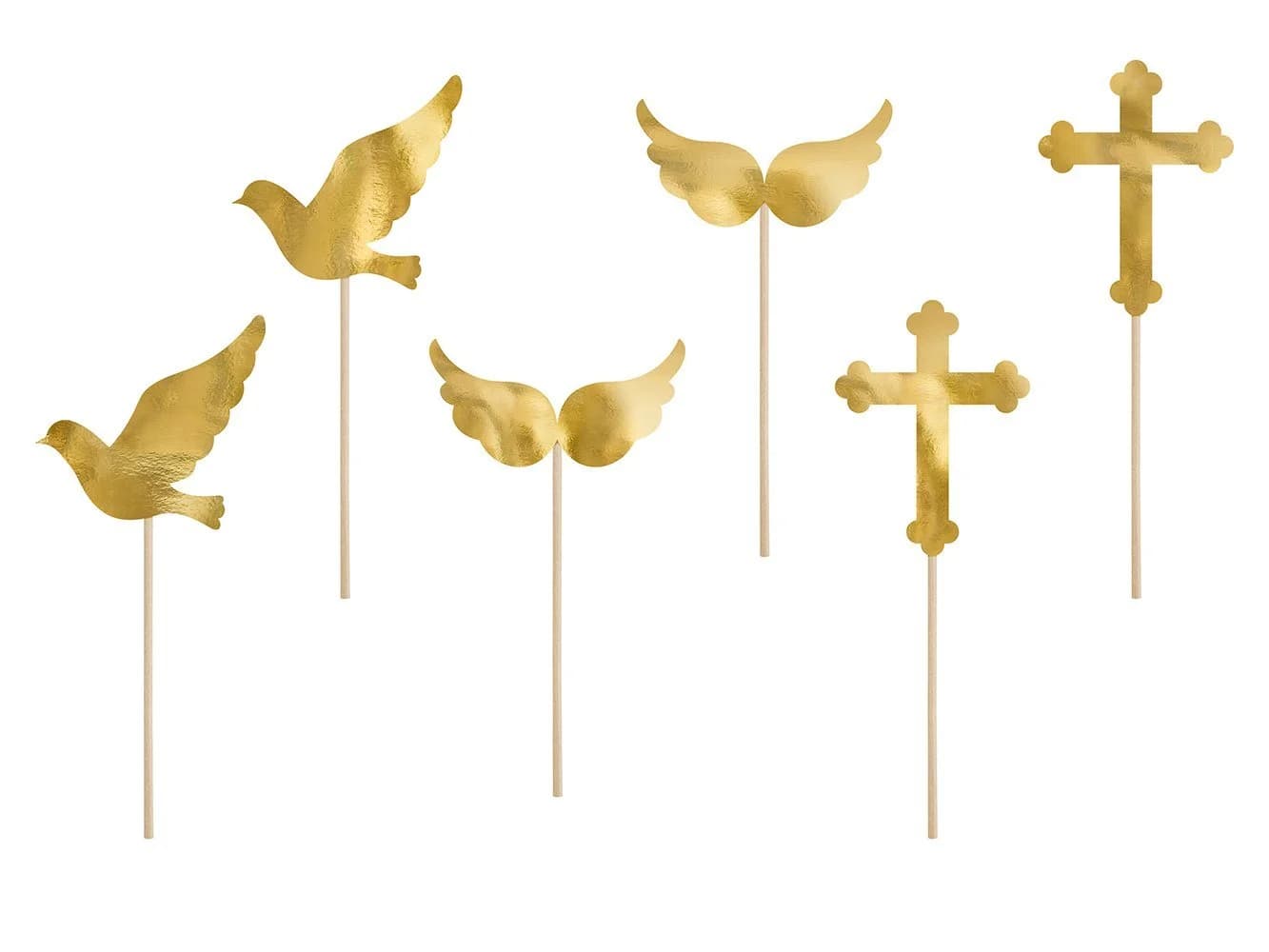 partydeco Cake Topper Erstkommunion 11cm gold 6er Set - Bild 2