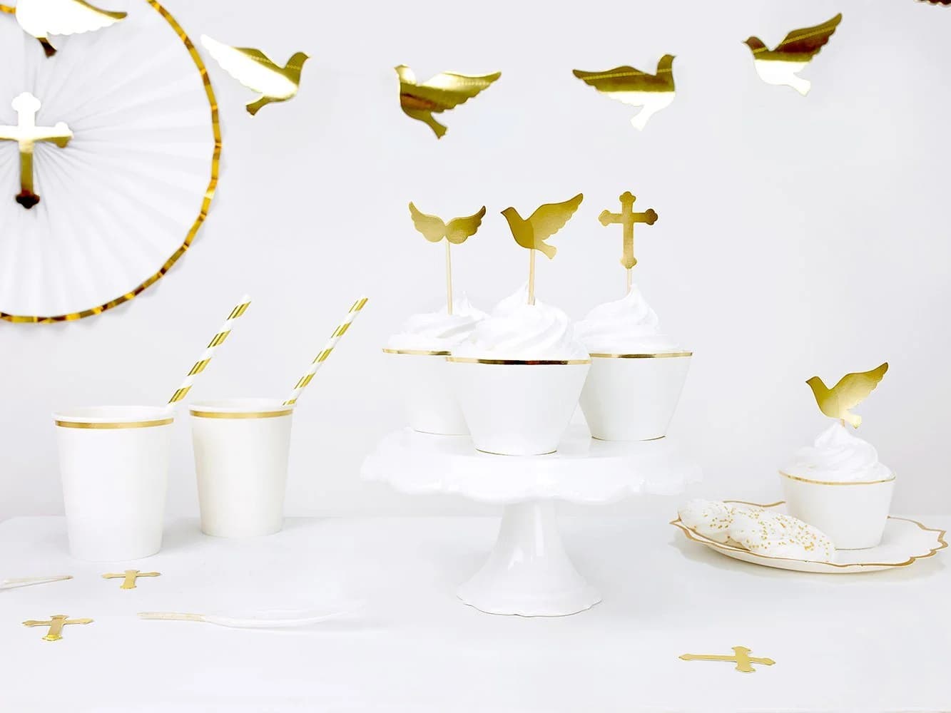 partydeco Cake Topper Erstkommunion 11cm gold 6er Set - Bild 4