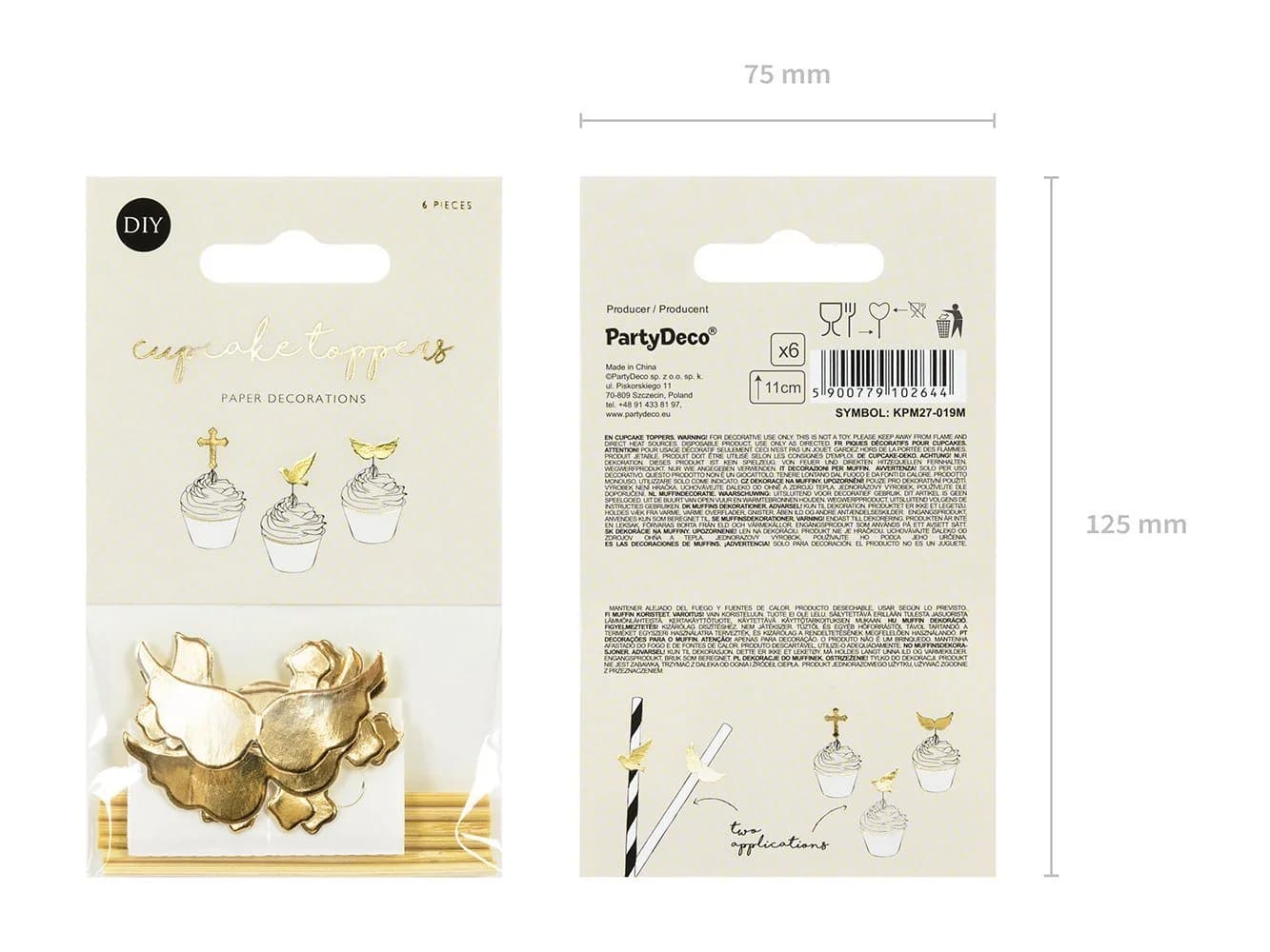 partydeco Cake Topper Erstkommunion 11cm gold 6er Set - Bild 5