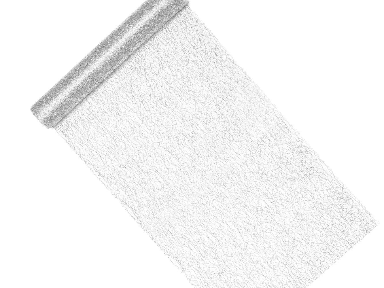 partydeco Tischläufer Netzoptik Silber Metallic Glänzend - Bild 2