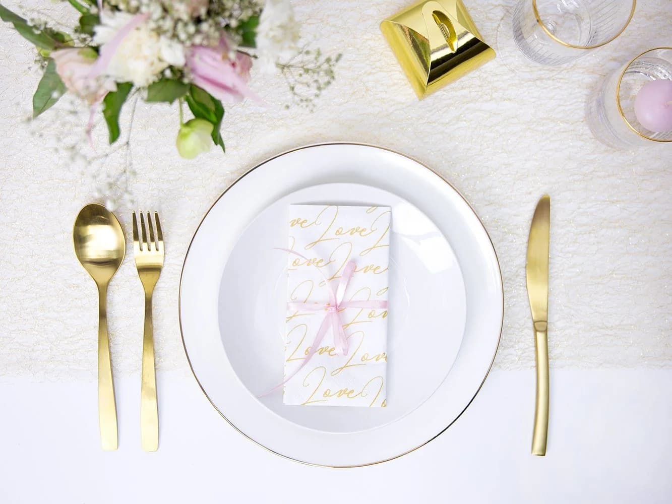 partydeco Tischläufer Gold Metallic Netzoptik Rolle