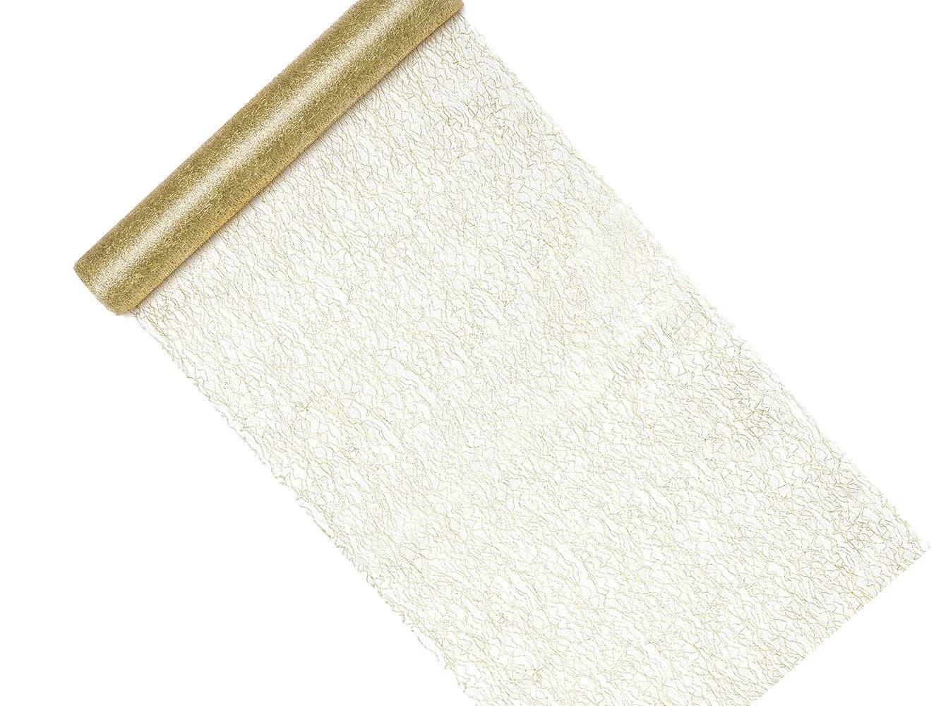 partydeco Tischläufer Gold Metallic Netzoptik Rolle - Bild 2