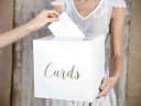 partydeco Geschenkbox Kartenbox Hochzeit Weiß Gold 24cm Bild 1