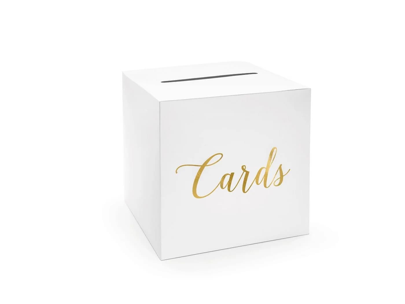 partydeco Geschenkbox Kartenbox Hochzeit Weiß Gold 24cm - Bild 2