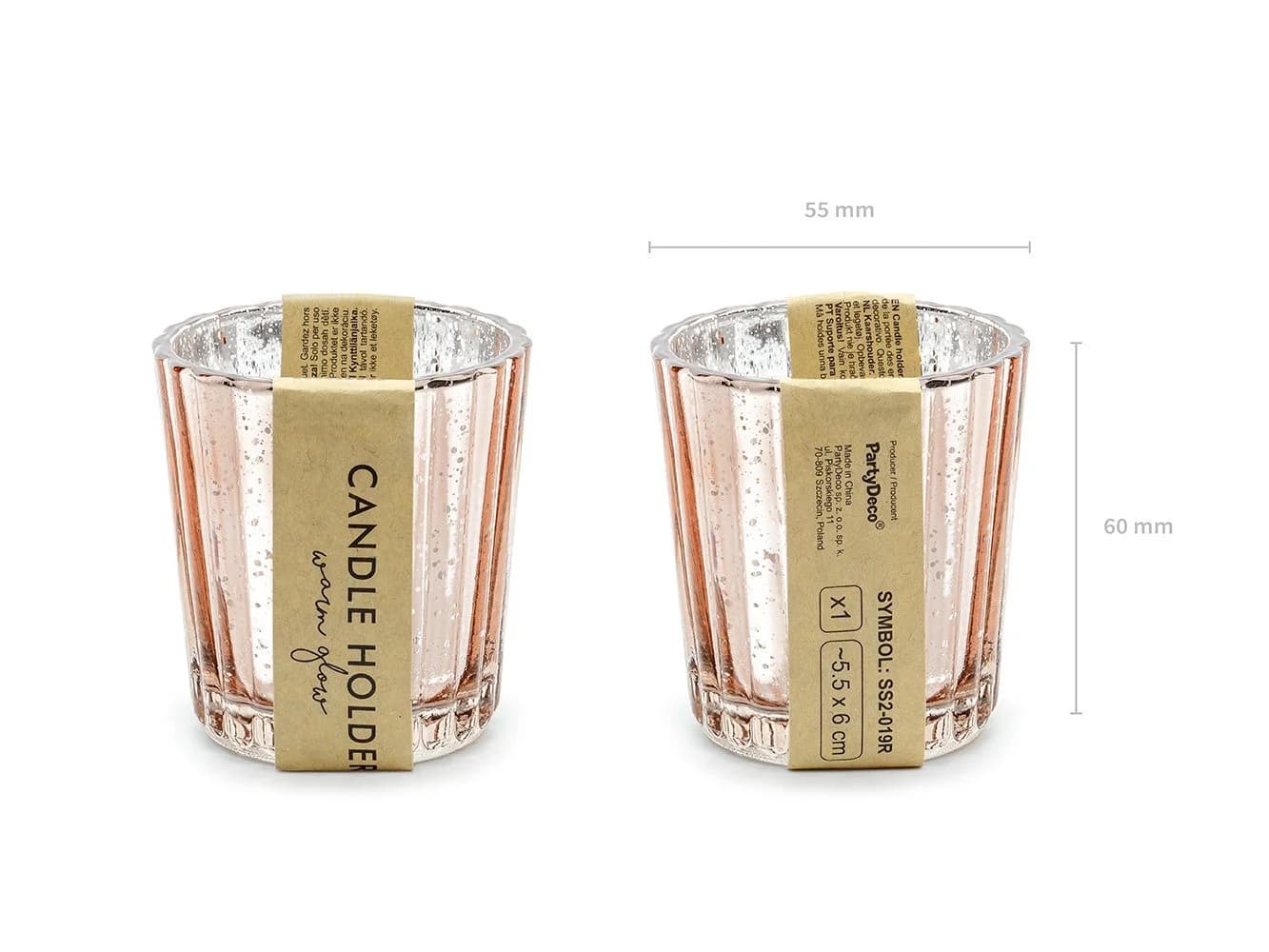 partydeco Teelichthalter Glas 5,5x6cm Roségold 4er Set - Bild 4