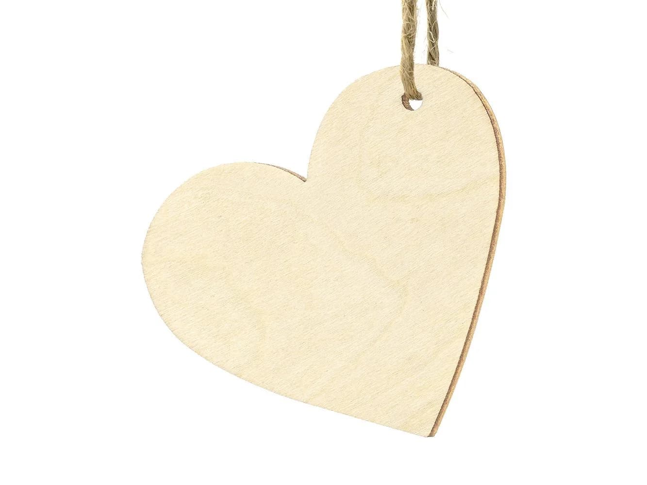 partydeco Dekohänger Tischkarten Holzherzen blanko 10 Stück natur