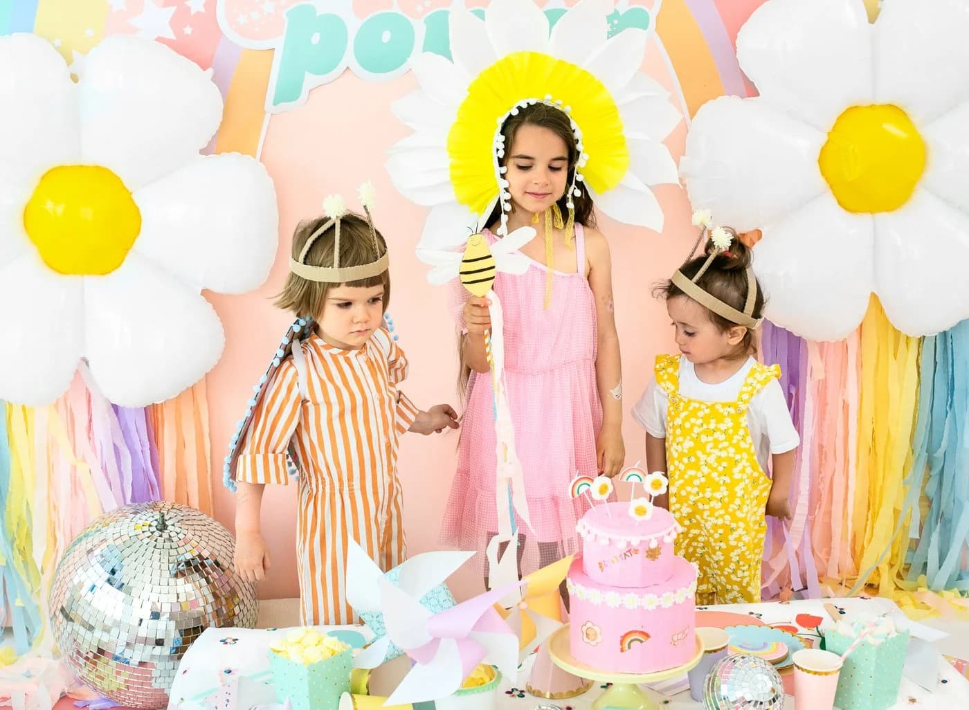 partydeco Geburtstagskerzen Gänseblümchen Bunt 5 Stk