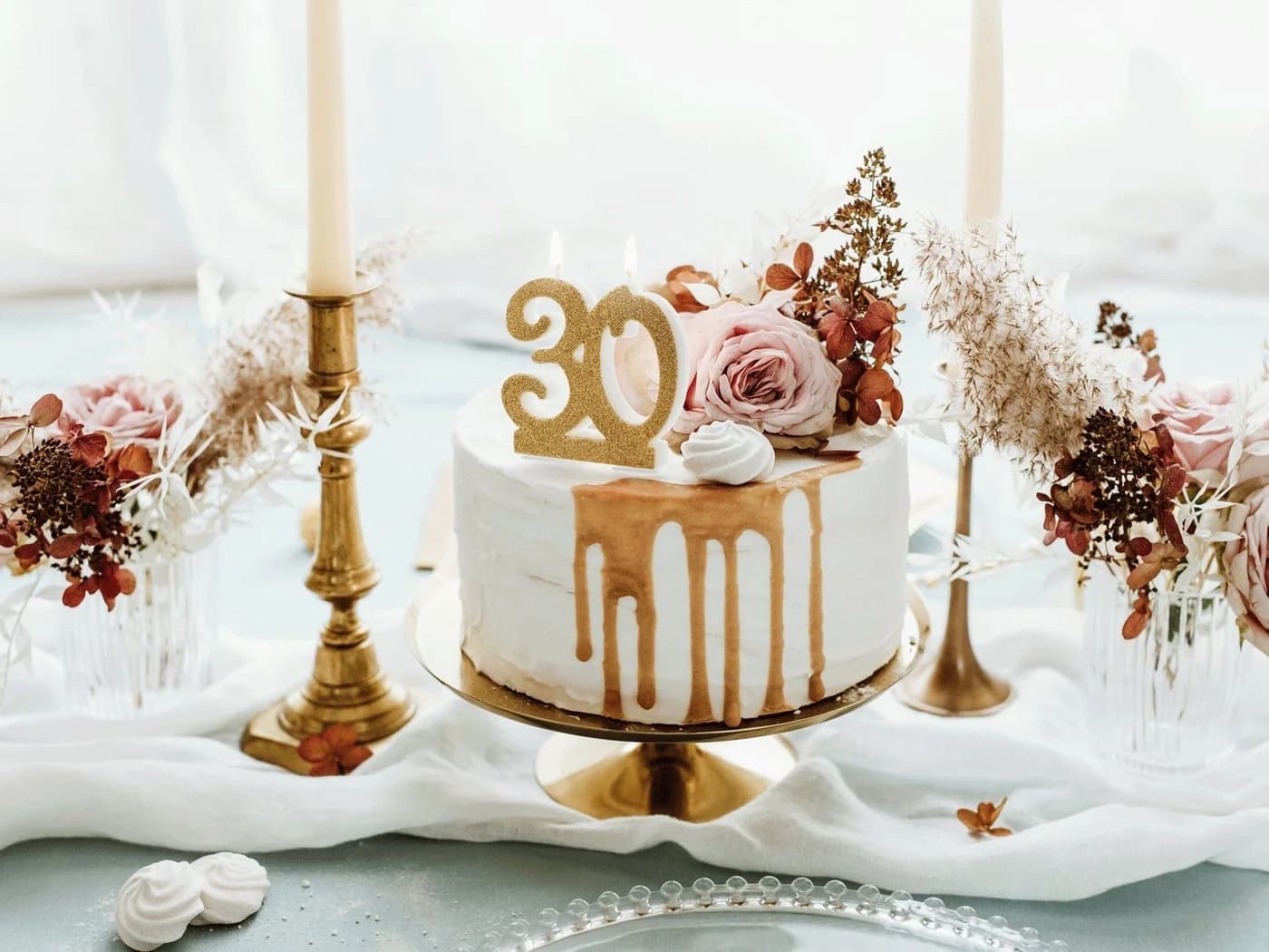 partydeco Geburtstagskerze 30 Jahre Gold Glitzer