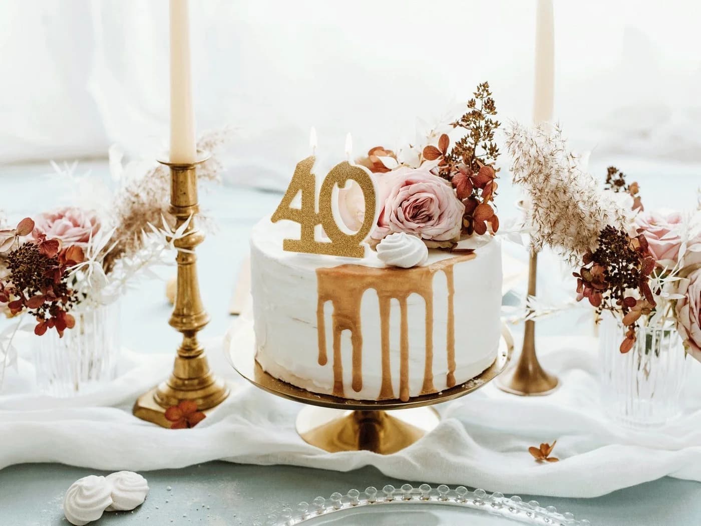 partydeco Geburtstagskerze 40 Jahre Gold Glitzer
