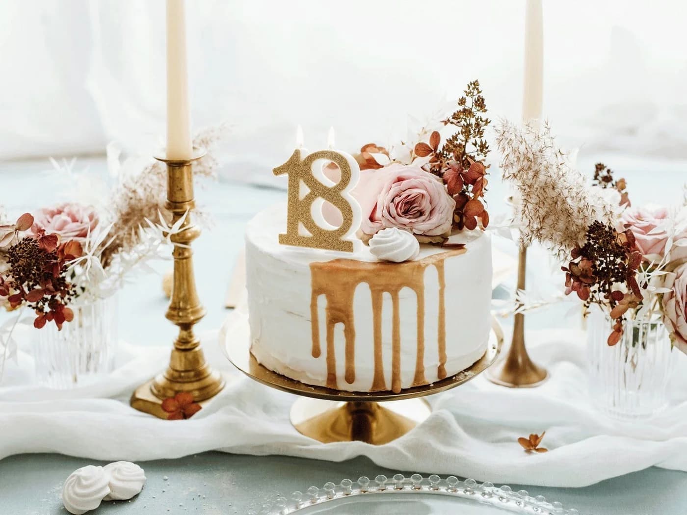 partydeco Geburtstagskerze 18 Jahre Gold Glitzer