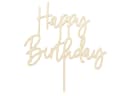 partydeco Tortenstecker Happy Birthday Holz 16,5cm Natur Bild 2