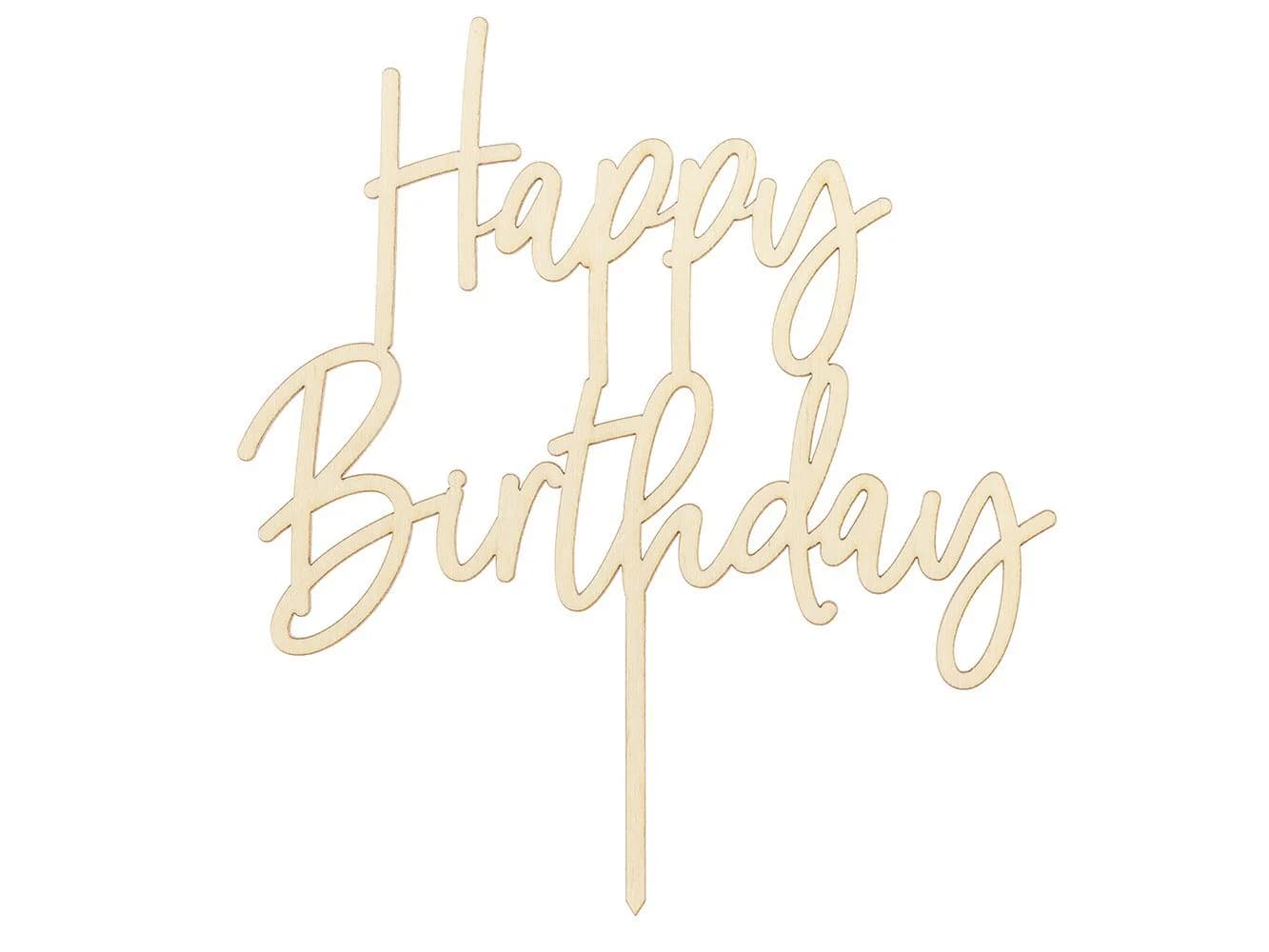 partydeco Tortenstecker Happy Birthday Holz 16,5cm Natur - Bild 2