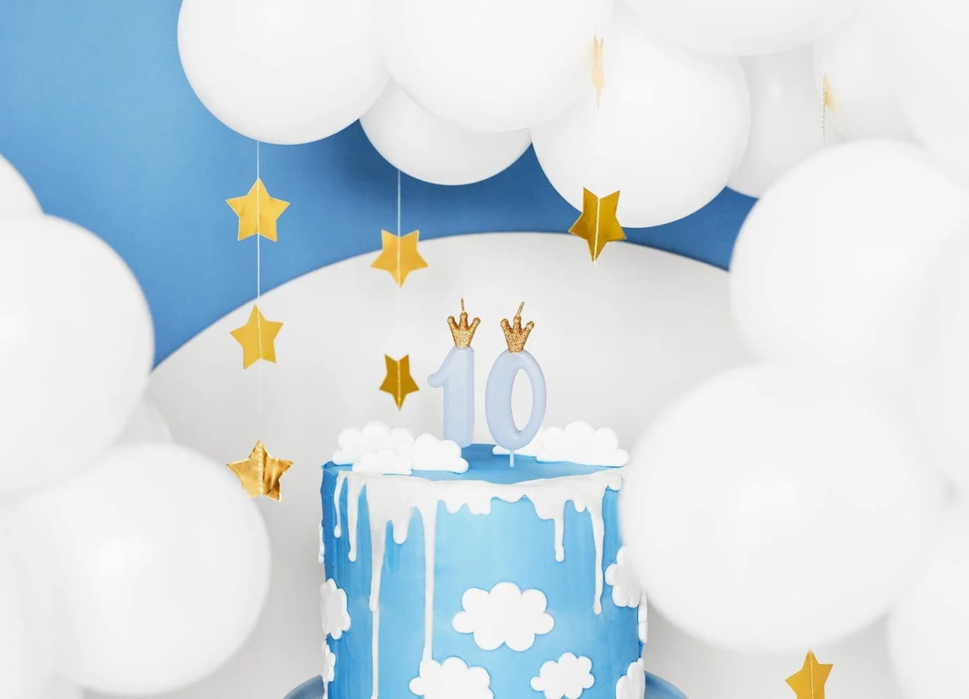 Partydeco Geburtstagskerze Zahl 1 mit Glitzer Krone 9,5cm Blau
