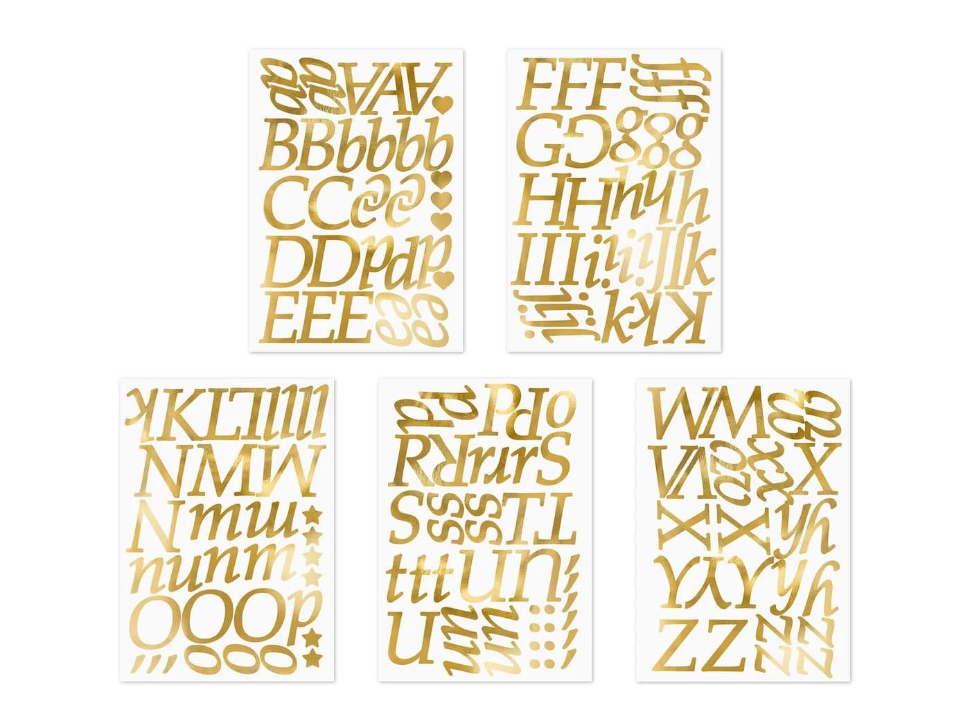 partydeco Sticker Buchstaben Aufkleber 5 Bögen Gold 143 Buchstaben - Bild 3