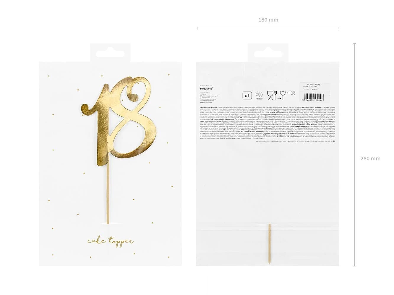 partydeco Tortenstecker Cake Topper 18 gold - Bild 3