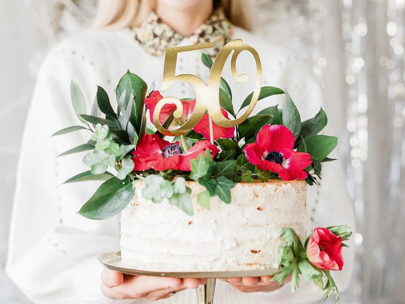 partydeco Tortenstecker Cake Topper 50 gold 20,5cm