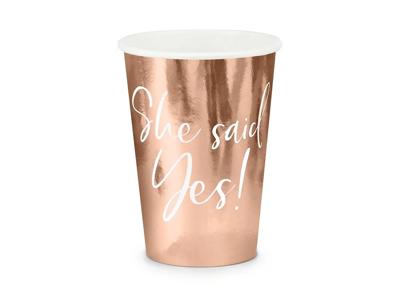 partydeco Pappbecher She said yes! 220ml roségold 6er Set - Bild 2