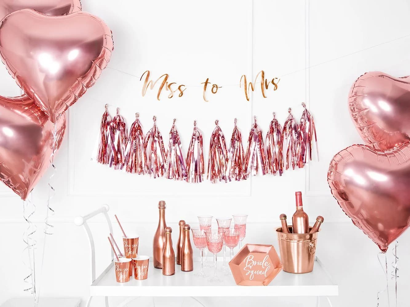 partydeco Pappbecher She said yes! 220ml roségold 6er Set - Bild 3