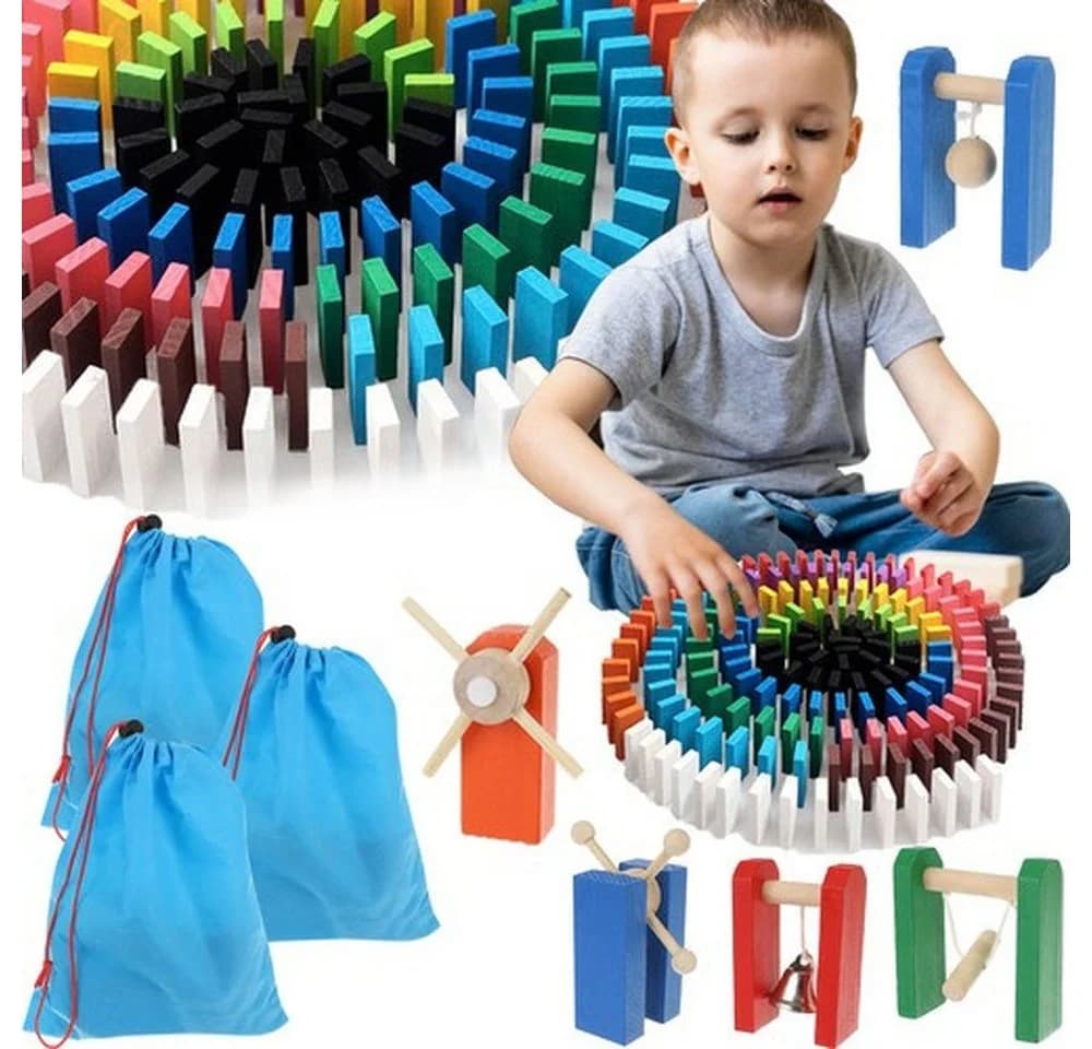 KRUZZEL Holzdominosteine Kinderspielsteine 1080 St. Bunt - Bild 2