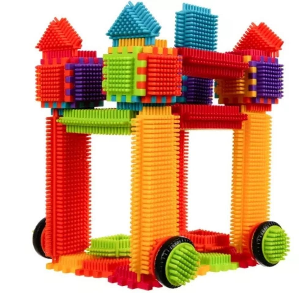 KRUZZEL Bauklötze Steckspielzeug 192 Teile Bunt Igel-Design