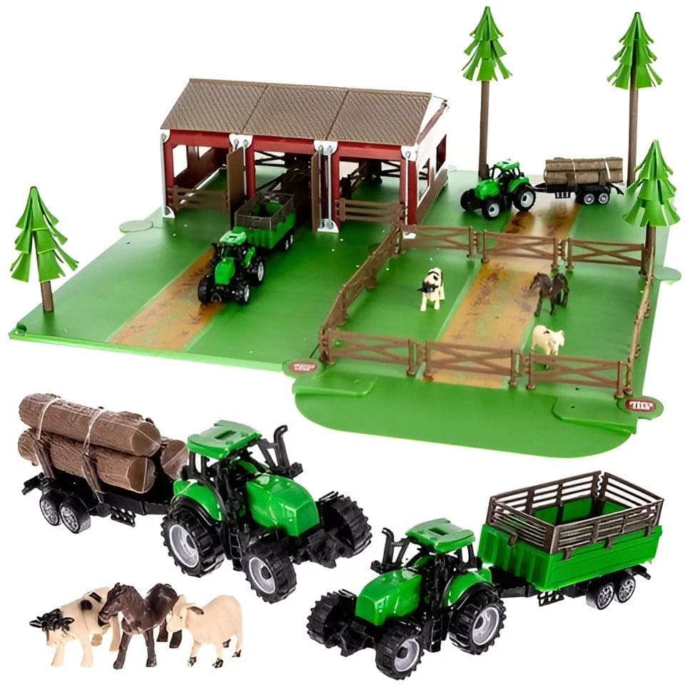 KRUZZEL Spielzeug-Traktor Bauernhof 102-teilig mit Tieren und Zubehör - Bild 2