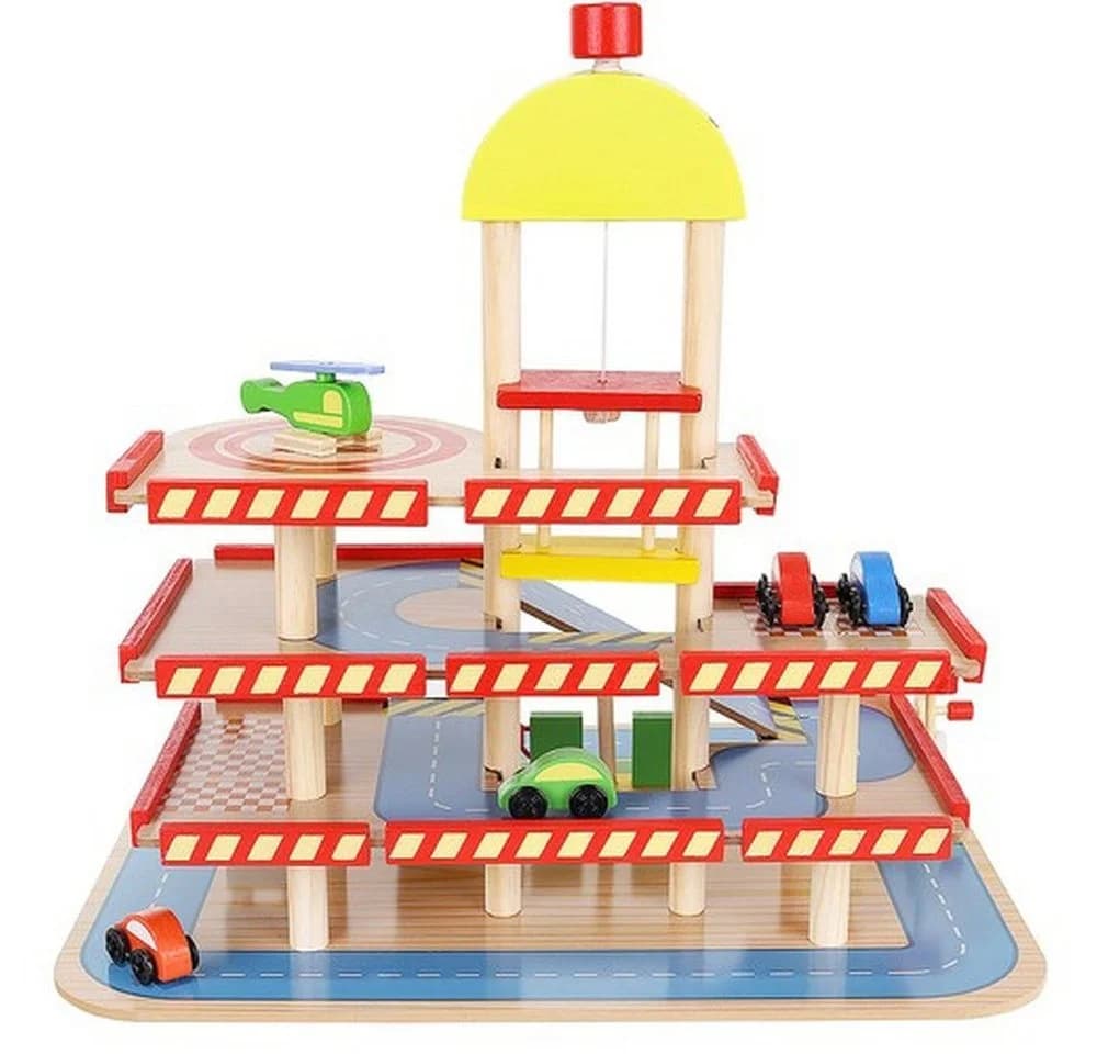 KRUZZEL Spiel-Parkhaus Holzparkplatz 4 Ebenen Bunt - Bild 3