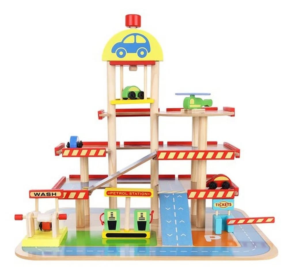 KRUZZEL Spiel-Parkhaus Holzparkplatz 4 Ebenen Bunt - Bild 4