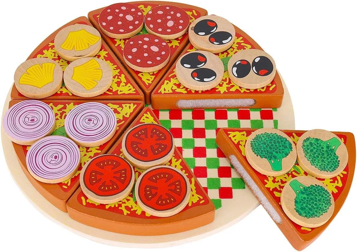 KRUZZEL Spielküche Pizza-Set aus Holz 27-teilig Bunt - Bild 3