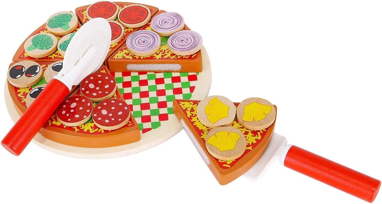 KRUZZEL Spielküche Pizza-Set aus Holz 27-teilig Bunt - Bild 4