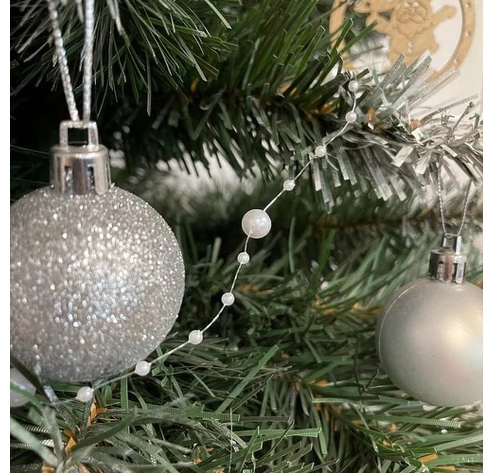 Ruhhy Weihnachtsbaumgirlande Perlenkette 5m Perlweiß - Bild 3