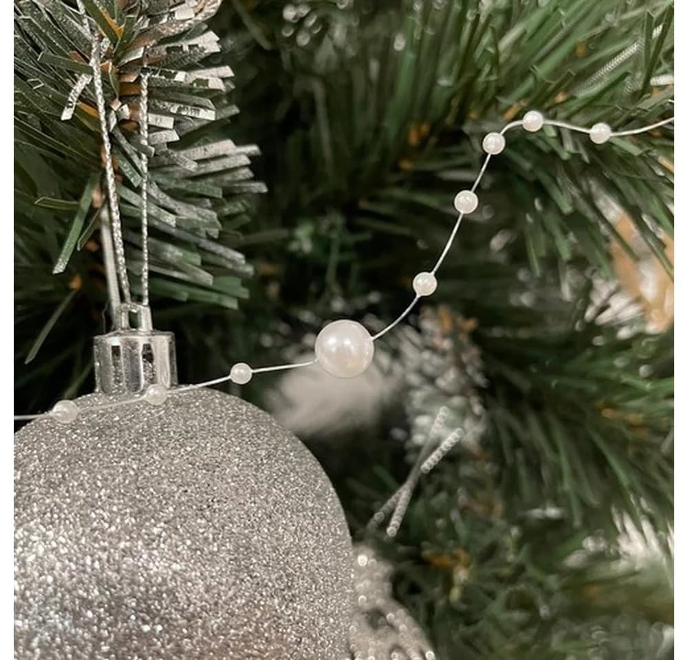 Ruhhy Weihnachtsbaumgirlande Perlenkette 5m Perlweiß - Bild 4