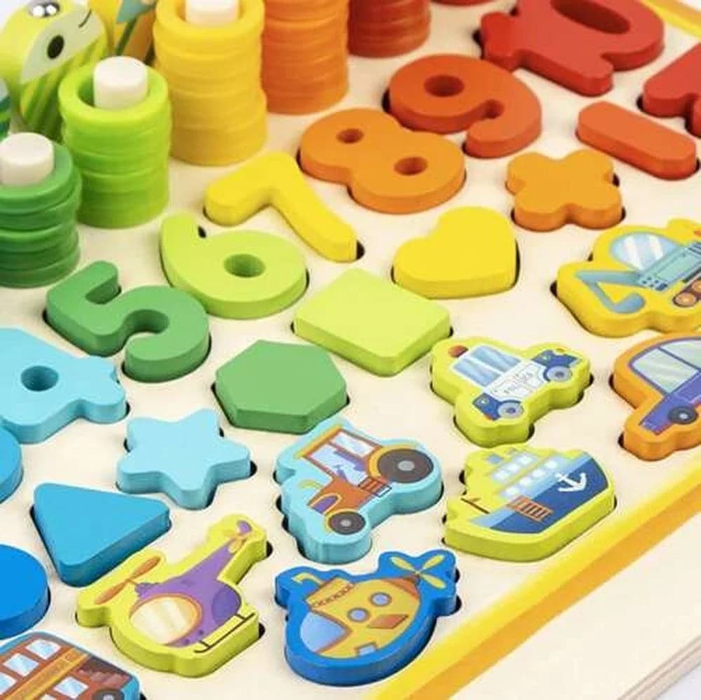 KRUZZEL Steckpuzzle Holzpuzzle 6-in-1 Sortierer Bunt 94 Teile - Bild 3