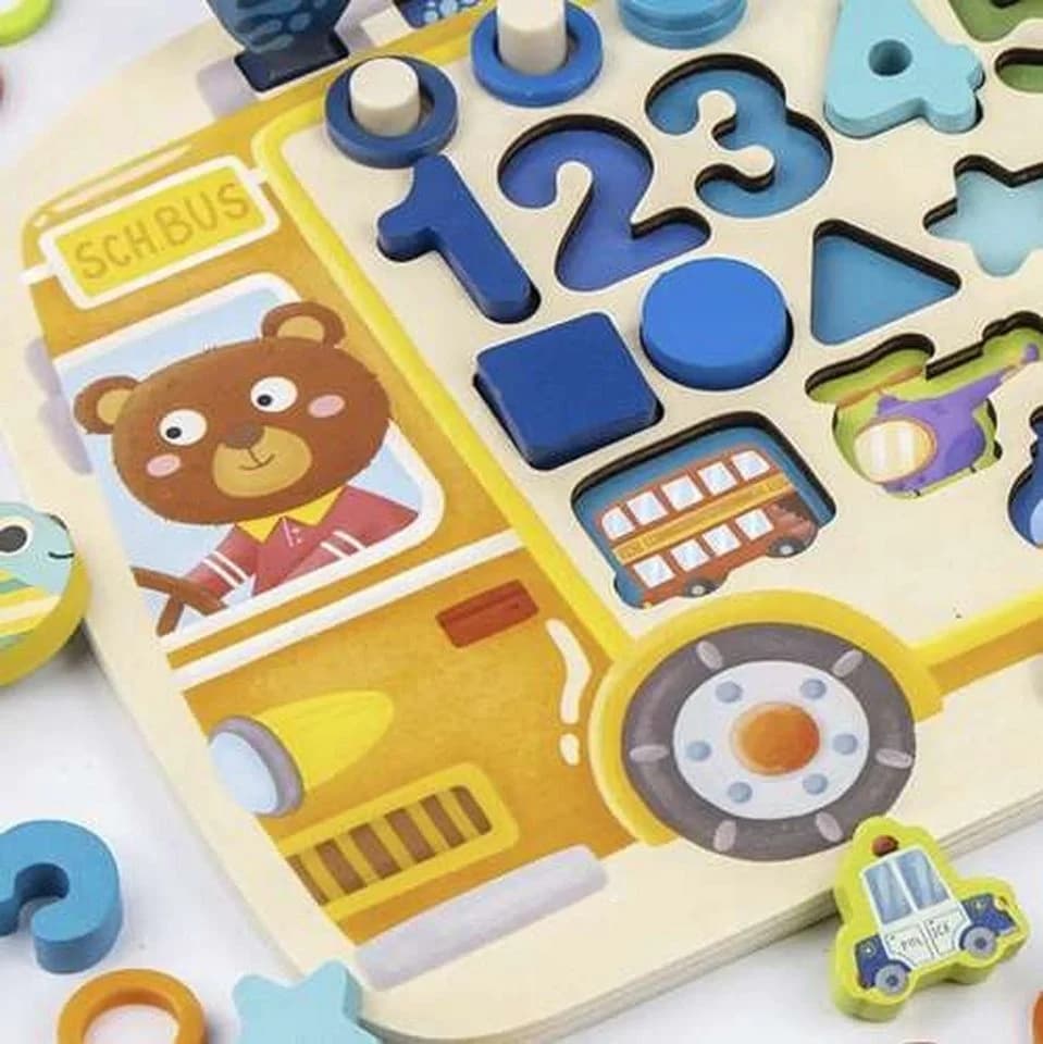 KRUZZEL Steckpuzzle Holzpuzzle 6-in-1 Sortierer Bunt 94 Teile - Bild 5