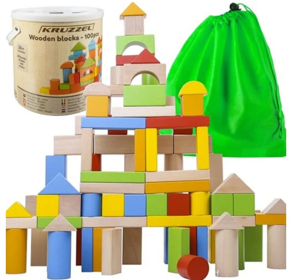 KRUZZEL Kinder Holzklötze City 100 St. Bunt - Bild 2