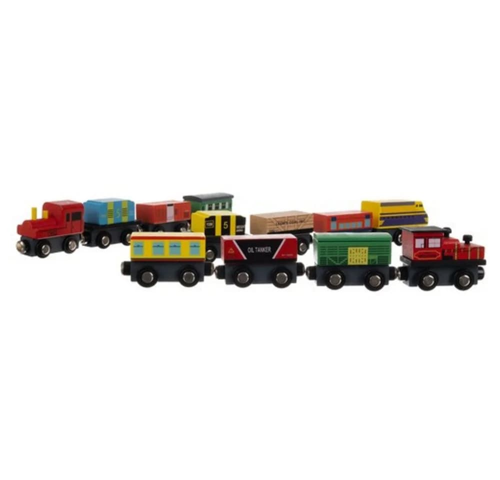 KRUZZEL Spielzeug-Eisenbahn Holzeisenbahn Magnetzug Lokomotive Set 12-tlg. Bunt - Bild 5
